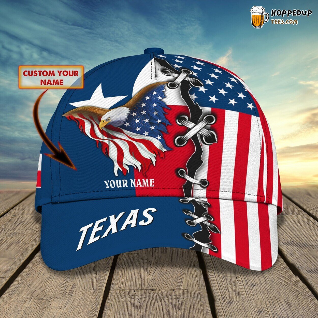3D Classic Cap Texas Love Series Personalized Name Unique Hat Design