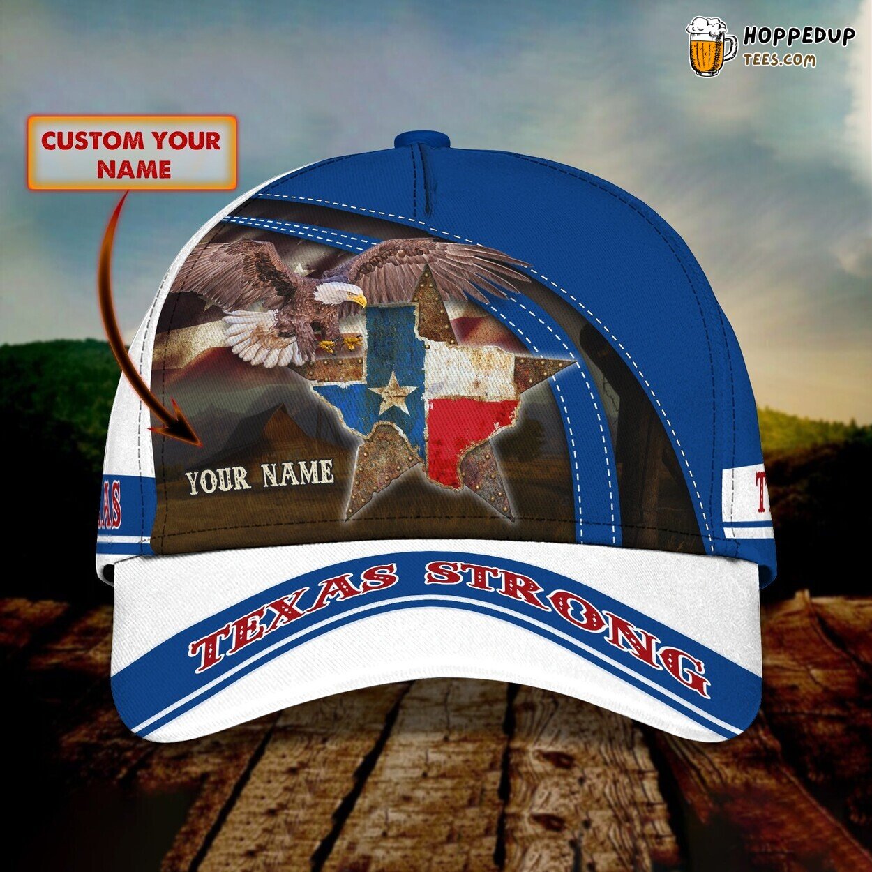 3D Classic Cap Texas Strong Spirit Personalized Name Hat Unique Design Series