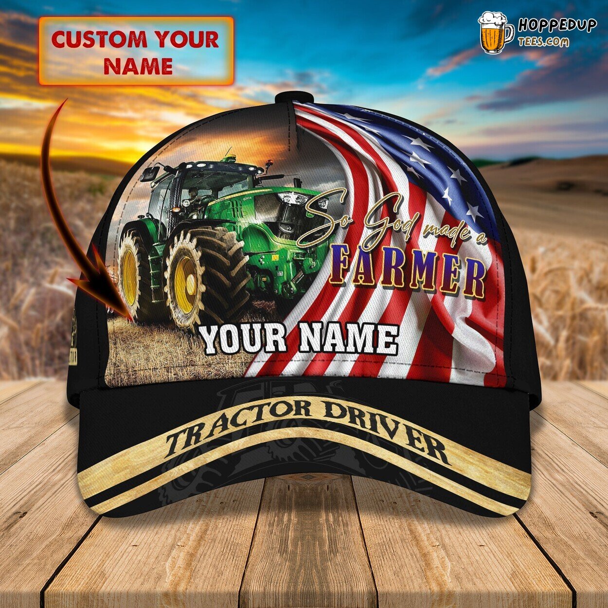 3D Classic Cap Tractor Farming Pride Personalized Name Unique Hat Design