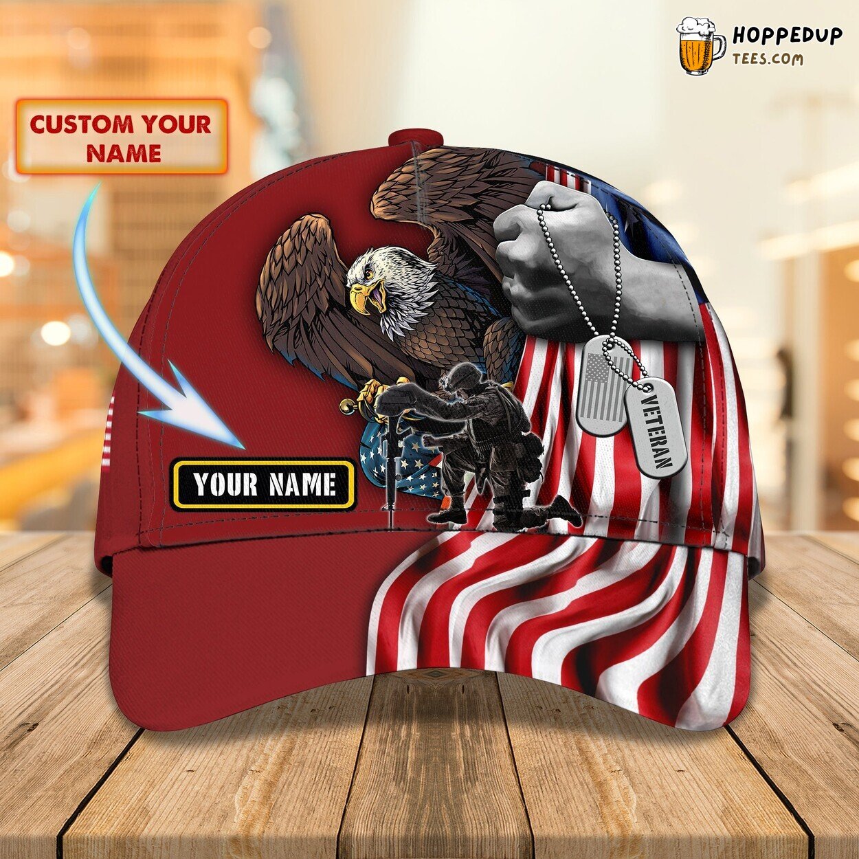 3D Classic Cap Tribute to Brave Veterans Personalized Name Hat Design
