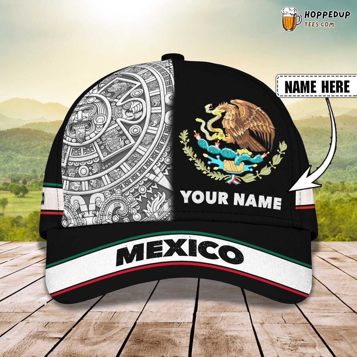 3D Classic Cap Tribute to Mexico Pride Personalized Name Unique Hat