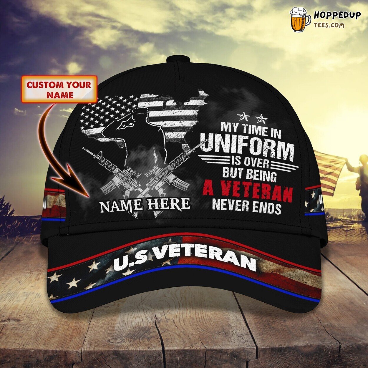 3D Classic Cap Tribute to Our Brave Veterans Personalized Name Hat Design
