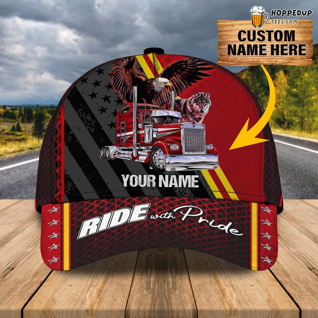3D Classic Cap Trucker Ride To Pride Personalized Name Distinct Hat