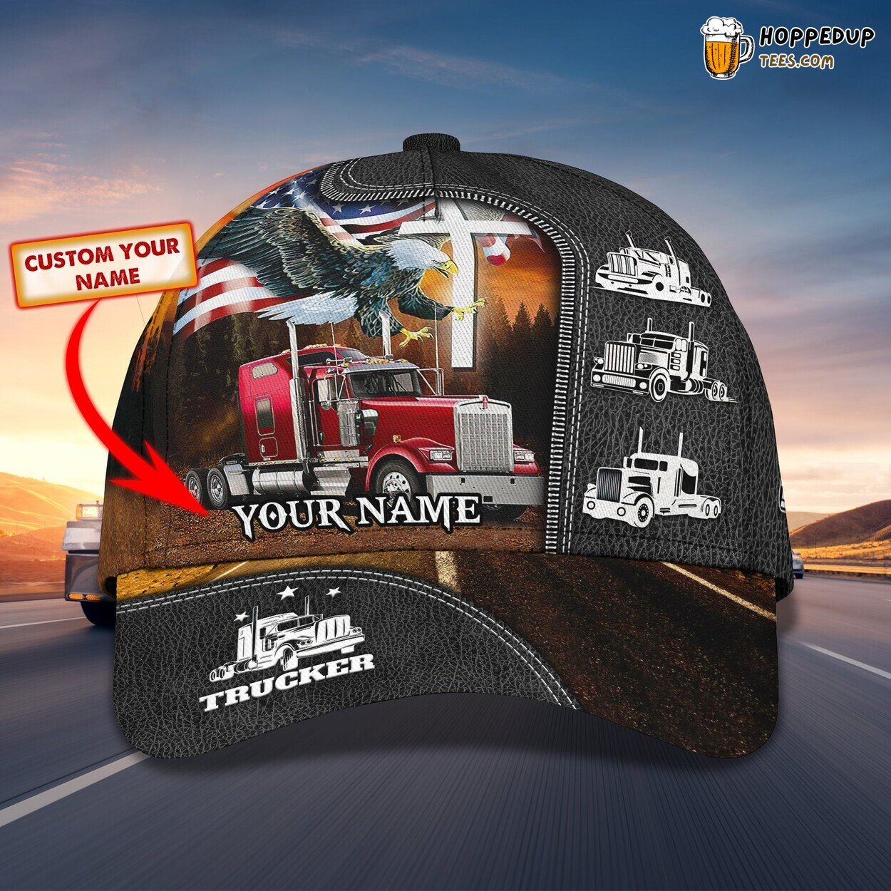 3D Classic Cap Trucker Road Warrior Personalized Name Unique Hat