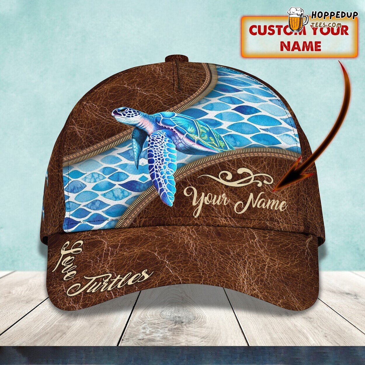 3D Classic Cap Turtle Love Personalized Name Unique Hat Celebration
