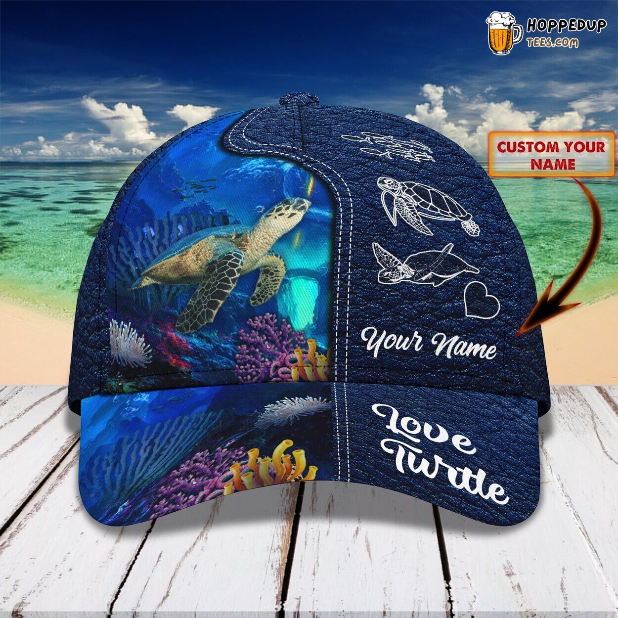 3D Classic Cap Turtle Personalized Name Unique Stylish Premium Design Fit