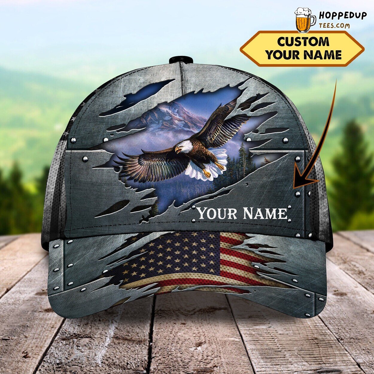 3D Classic Cap US Eagle Flag Pride Personalized Name Unique Hat Tribute