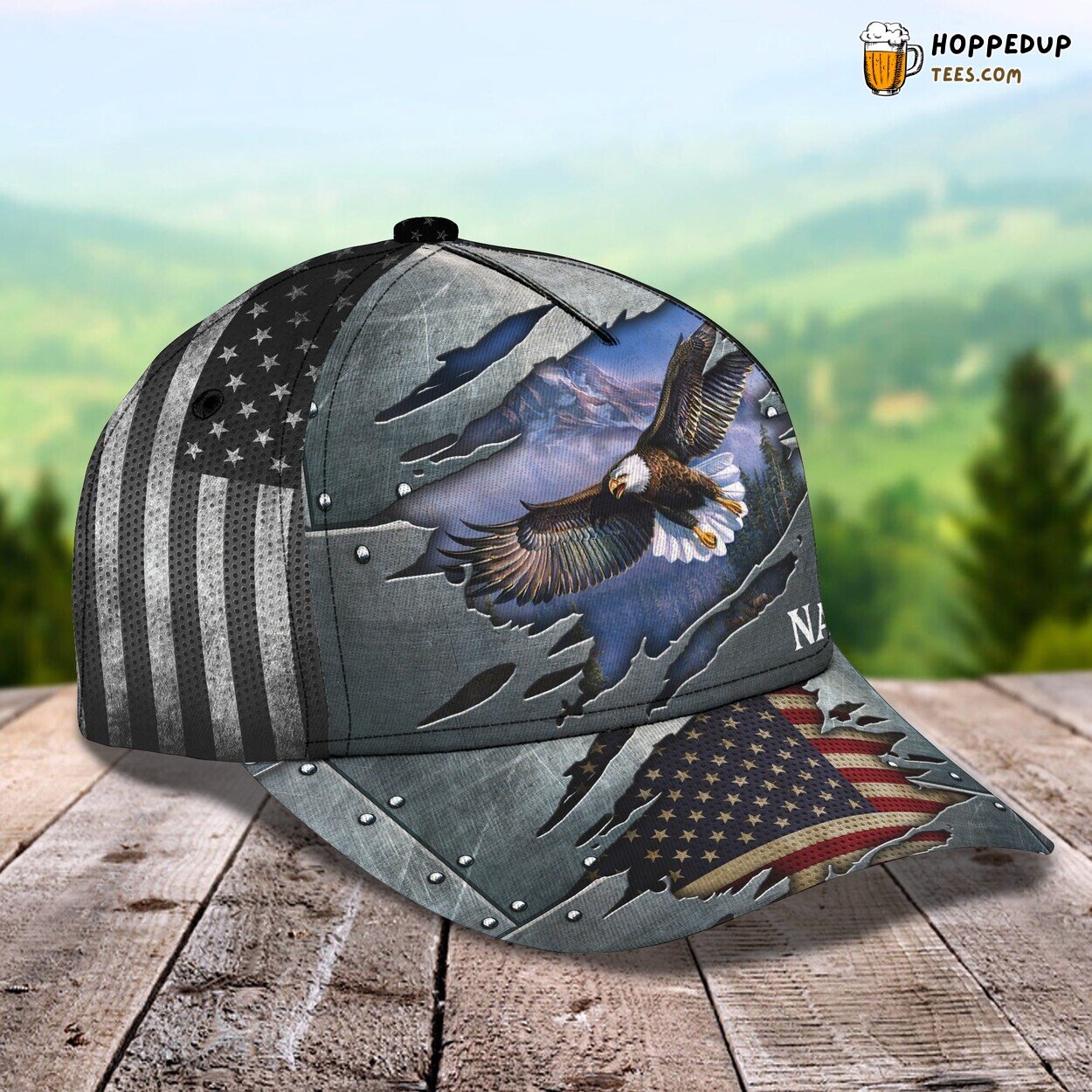 3D Classic Cap US Flag Eagle Personalized Custom Name Unique Design