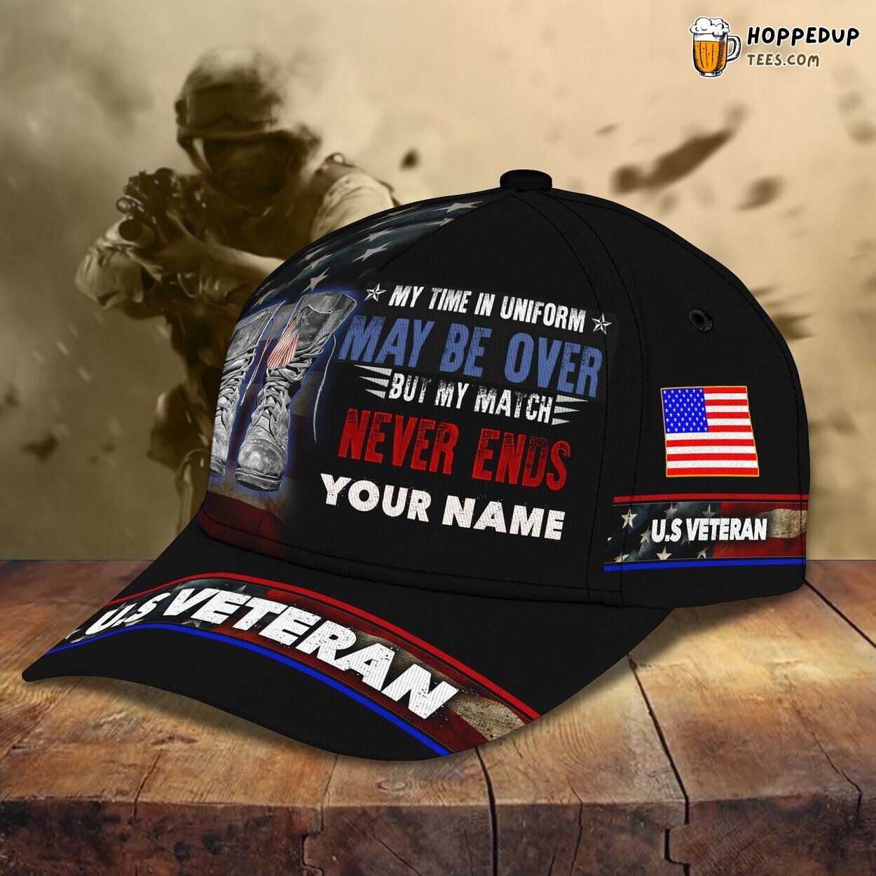3D Classic Cap Veteran Heroes Personalized Name Classic Hat Unique Tribute