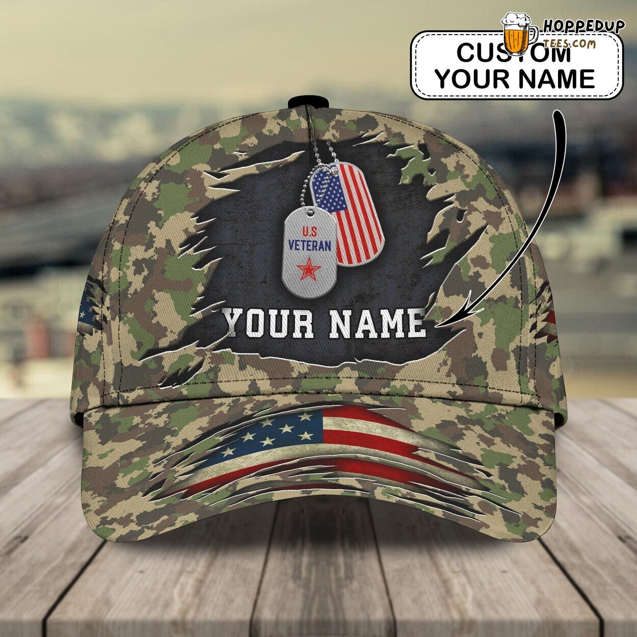 3D Classic Cap Veteran Honor Tribute Personalized Name Classic Hat Design