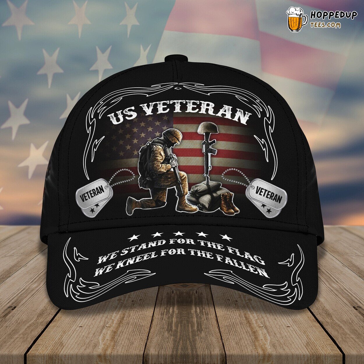 3D Classic Cap Veteran Kneel Fallen Heroes Personalized Name Hat Tribute