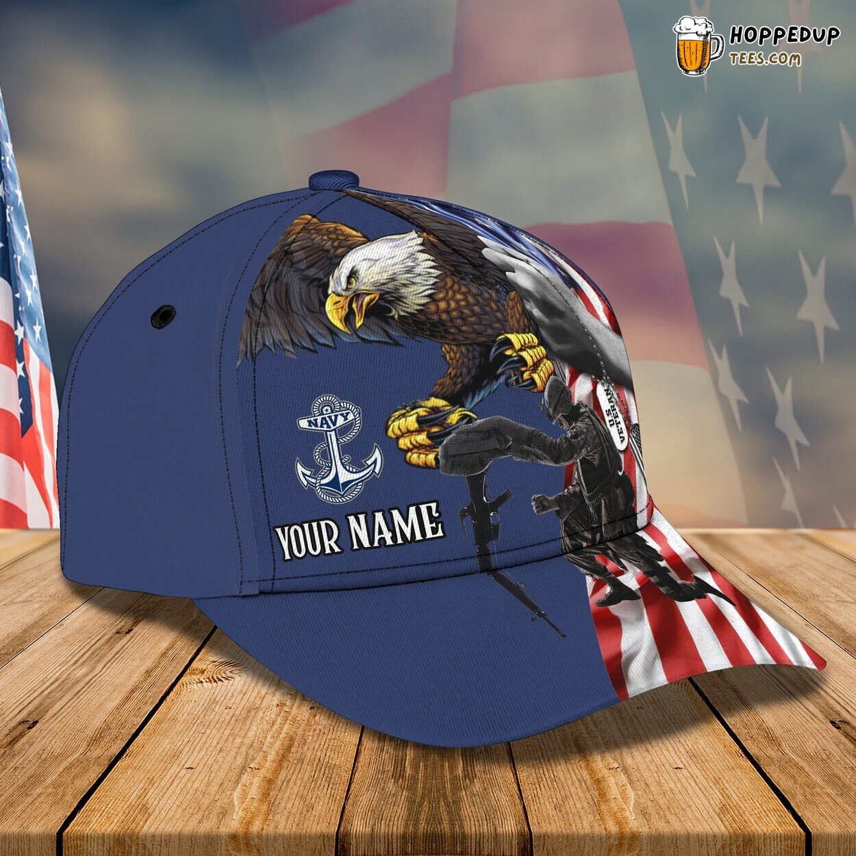 3D Classic Cap Veteran Navy Tribute Personalized Name Unique Hat Design