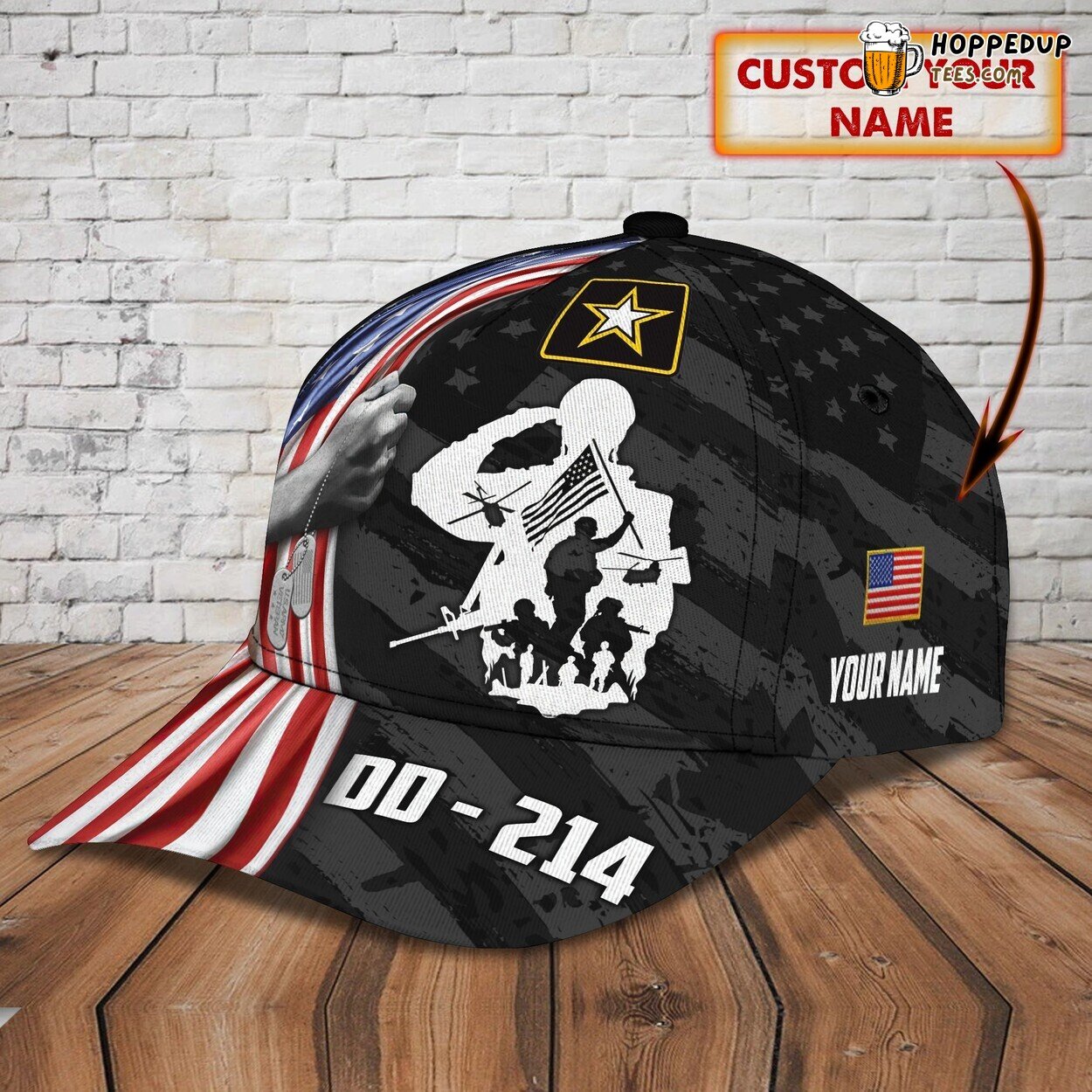 3D Classic Cap Veteran Personalized Name Unique High Quality Design Model