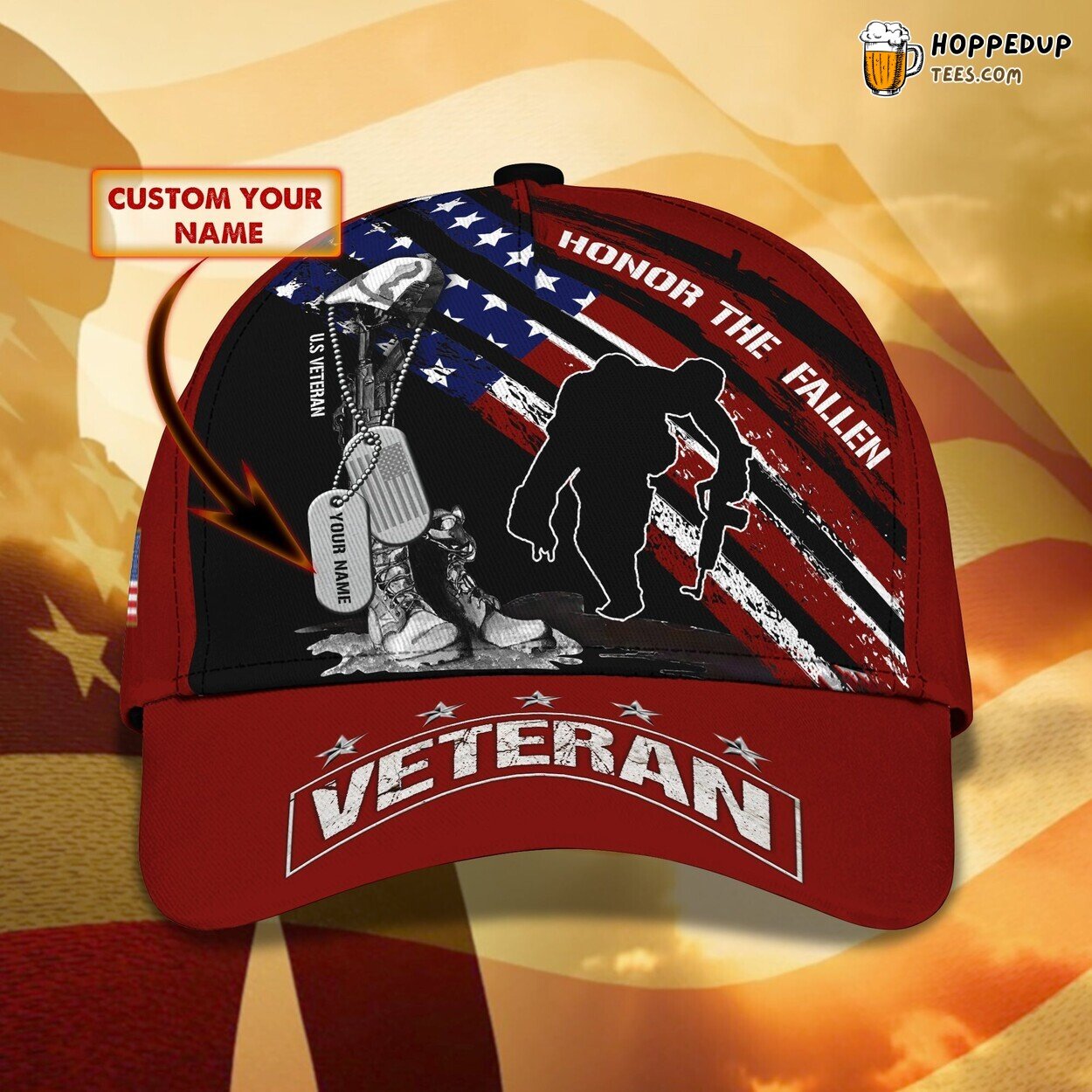 3D Classic Cap Veteran Tribute Honor Personalized Name Unique Hat