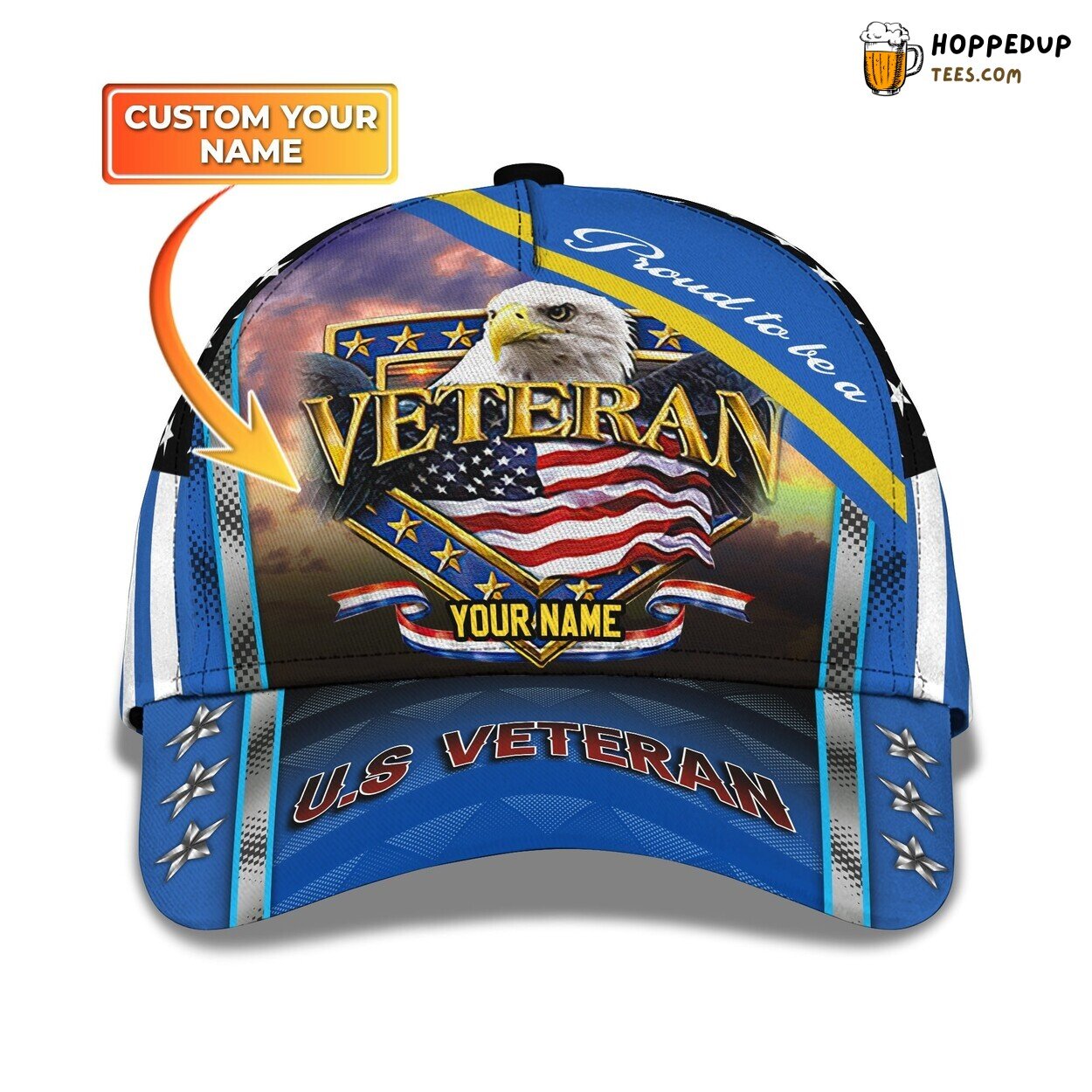 3D Classic Cap Veteran Tribute Personalized Name Classic Hat Design