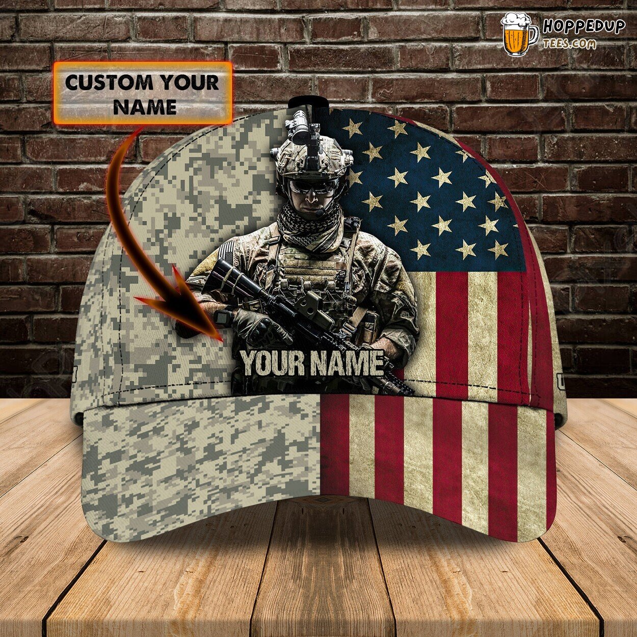 3D Classic Cap Veteran Tribute Personalized Name Honor Service Hat