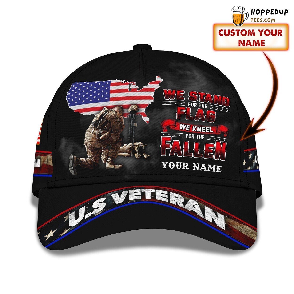 3D Classic Cap Veterans Brave Hearts Personalized Name Classic Hat Unique Design