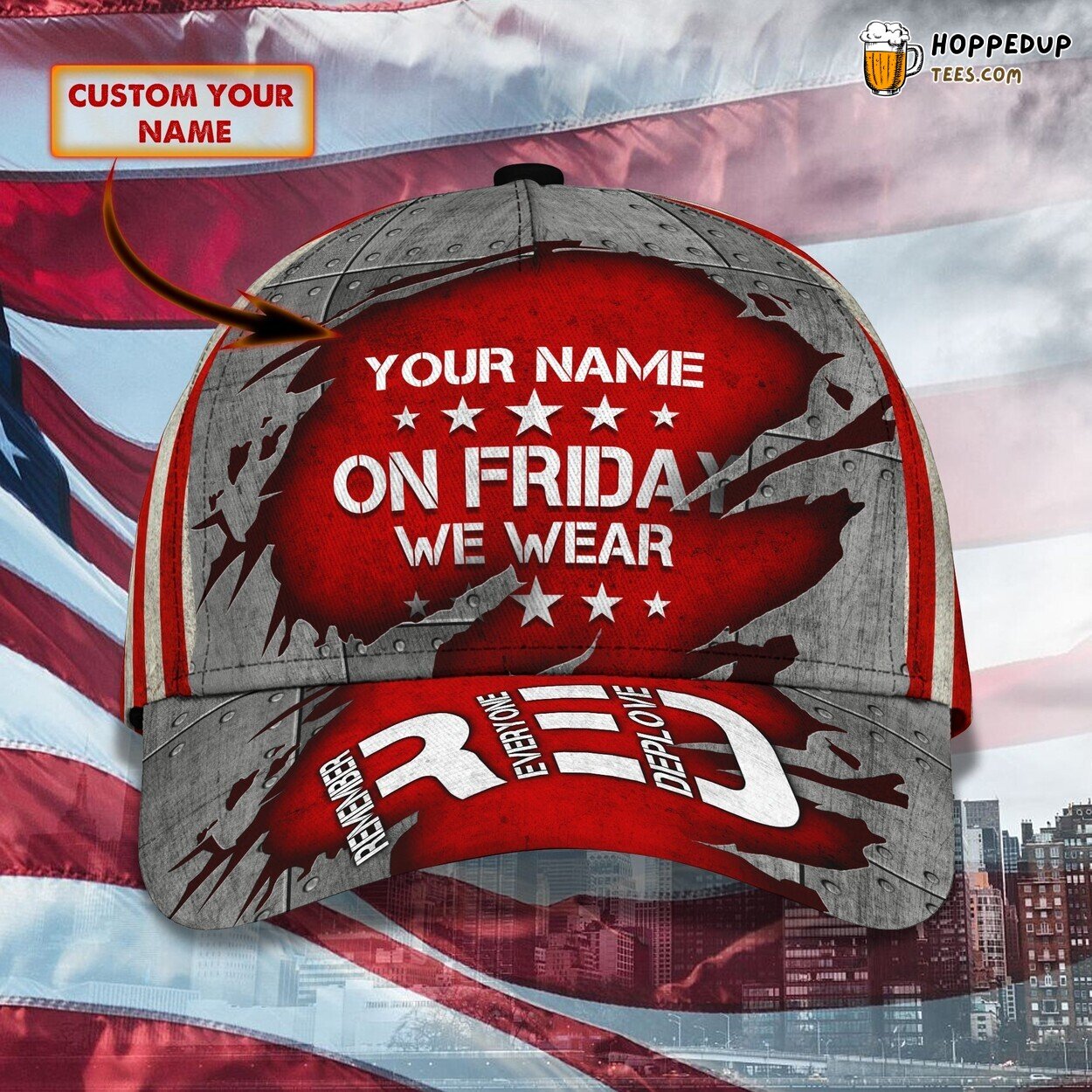 3D Classic Cap We Wear Red Solidarity Personalized Name Hat