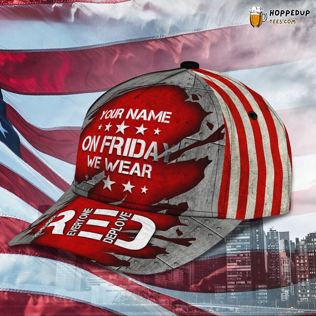 3D Classic Cap We Wear Red Solidarity Personalized Name Hat 3D Classic Cap We Wear Red Solidarity Personalized Name Hat