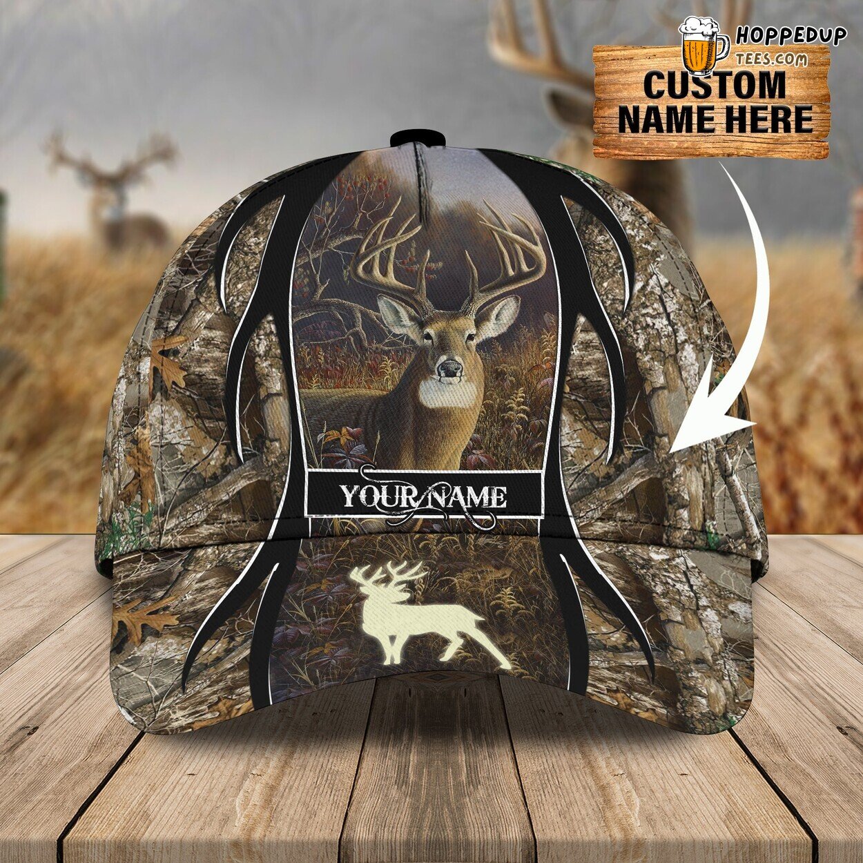 3D Classic Cap Wilderness Deer Hunting Personalized Name Hat Tribute