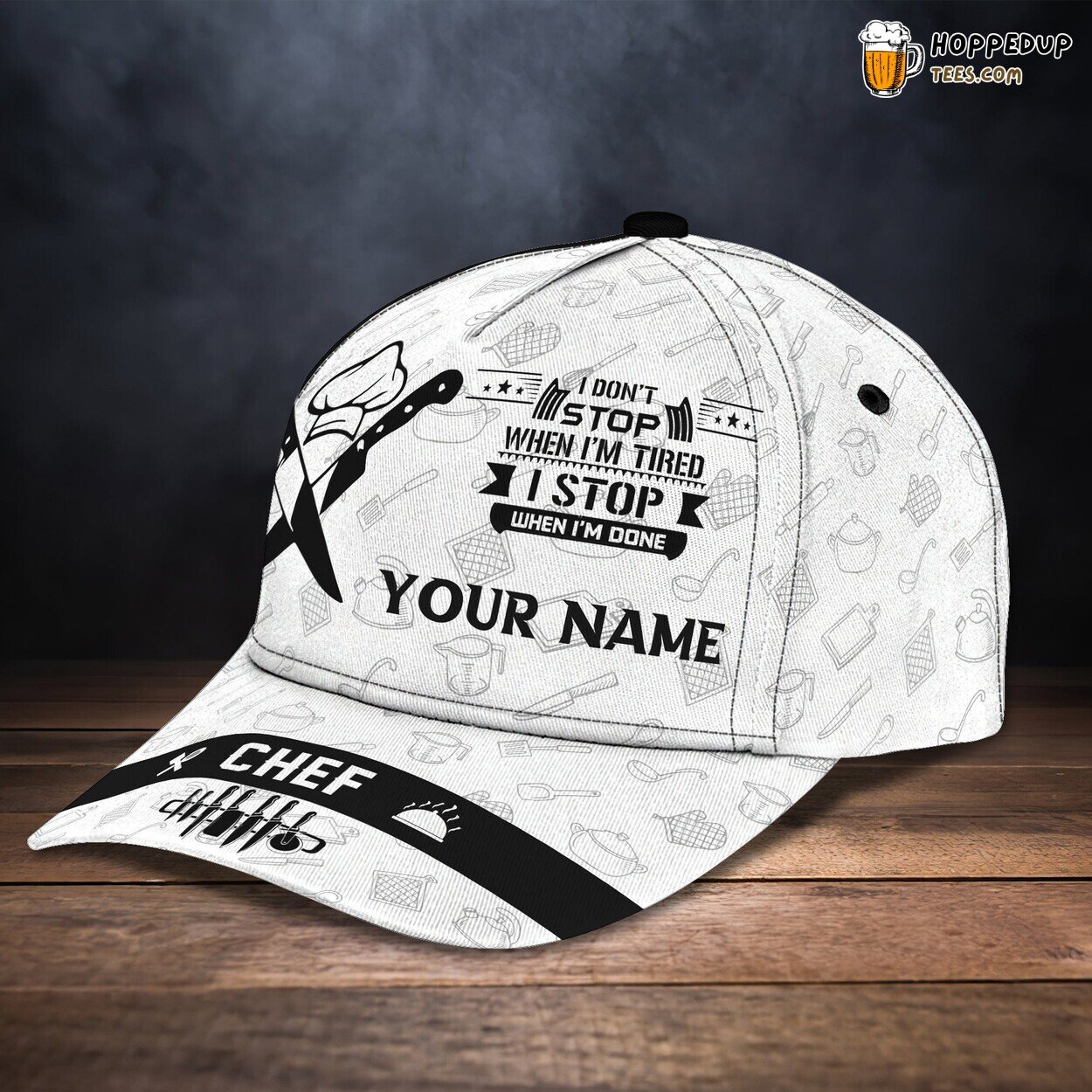 3D Classic Chef Cap Personalized Name Gourmet Cooking Unique Hat Wear 3D Classic Chef Cap Personalized Name Gourmet Cooking Unique Hat Wear