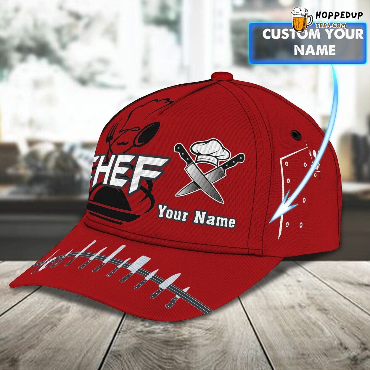 3D Classic Chef Culinary Cap Personalized Name Unique Design Hat Wear