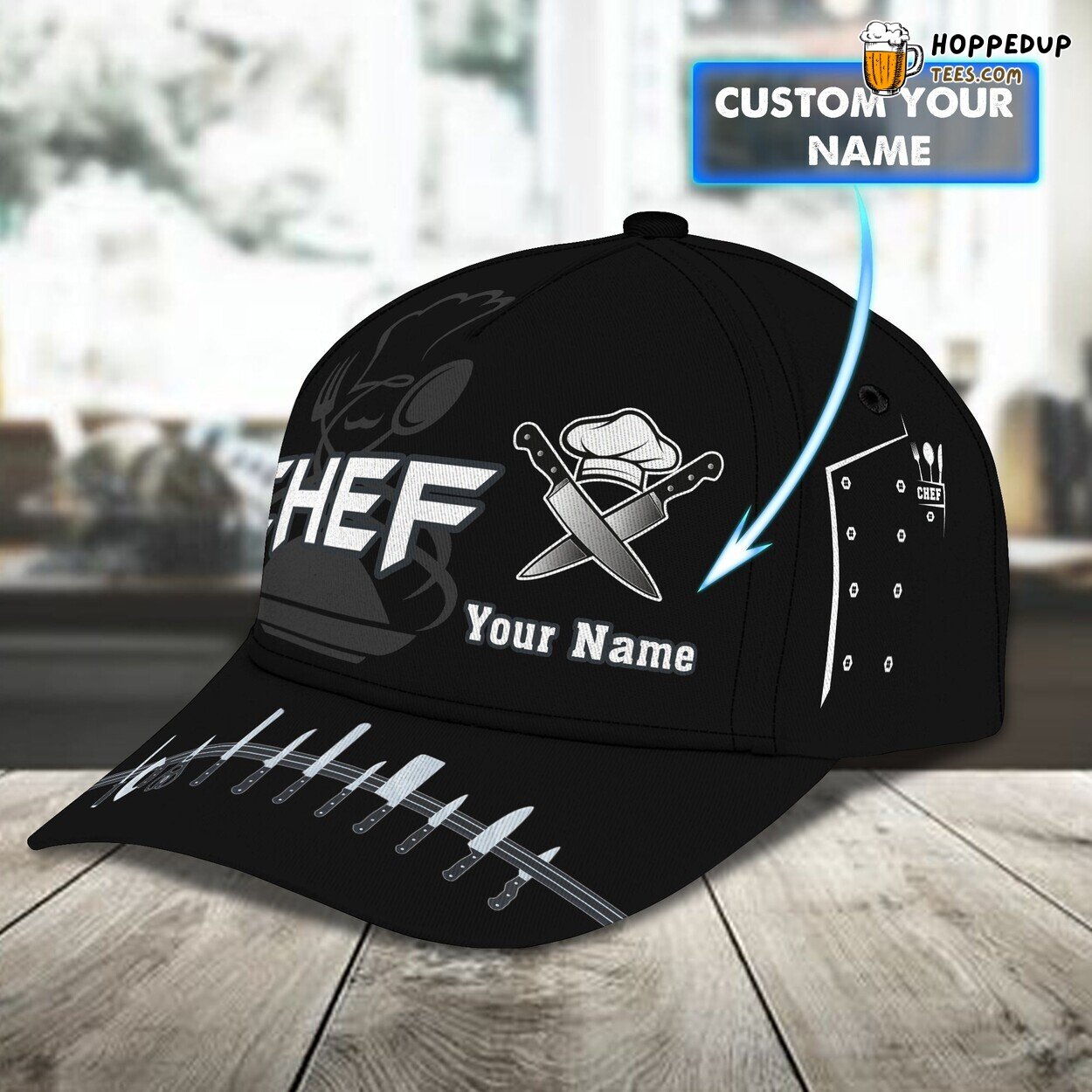 3D Classic Chef Design Cap Personalized Name Culinary Arts Enthusiast Hat