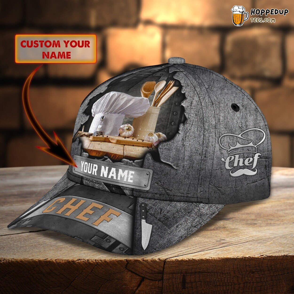 3D Classic Chef Gourmet Cap Personalized Name Culinary Art Unique Hat Wear