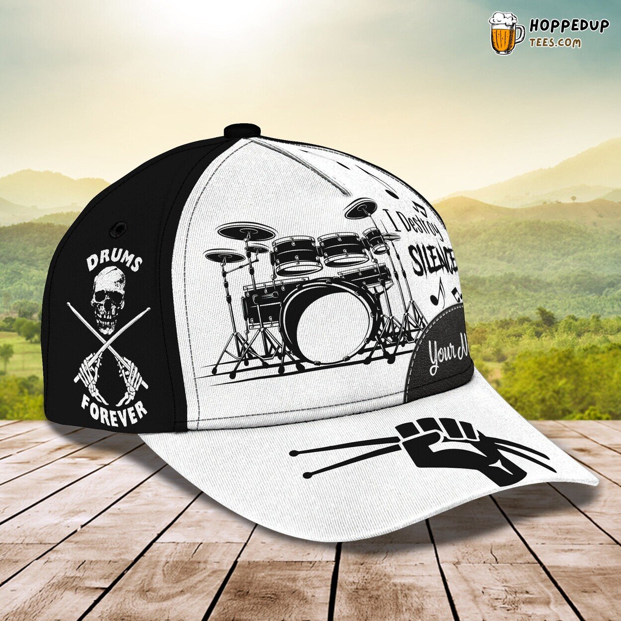 3D Classic Destroy Silence Drum Cap Personalized Name Stylish Unique Design Trend