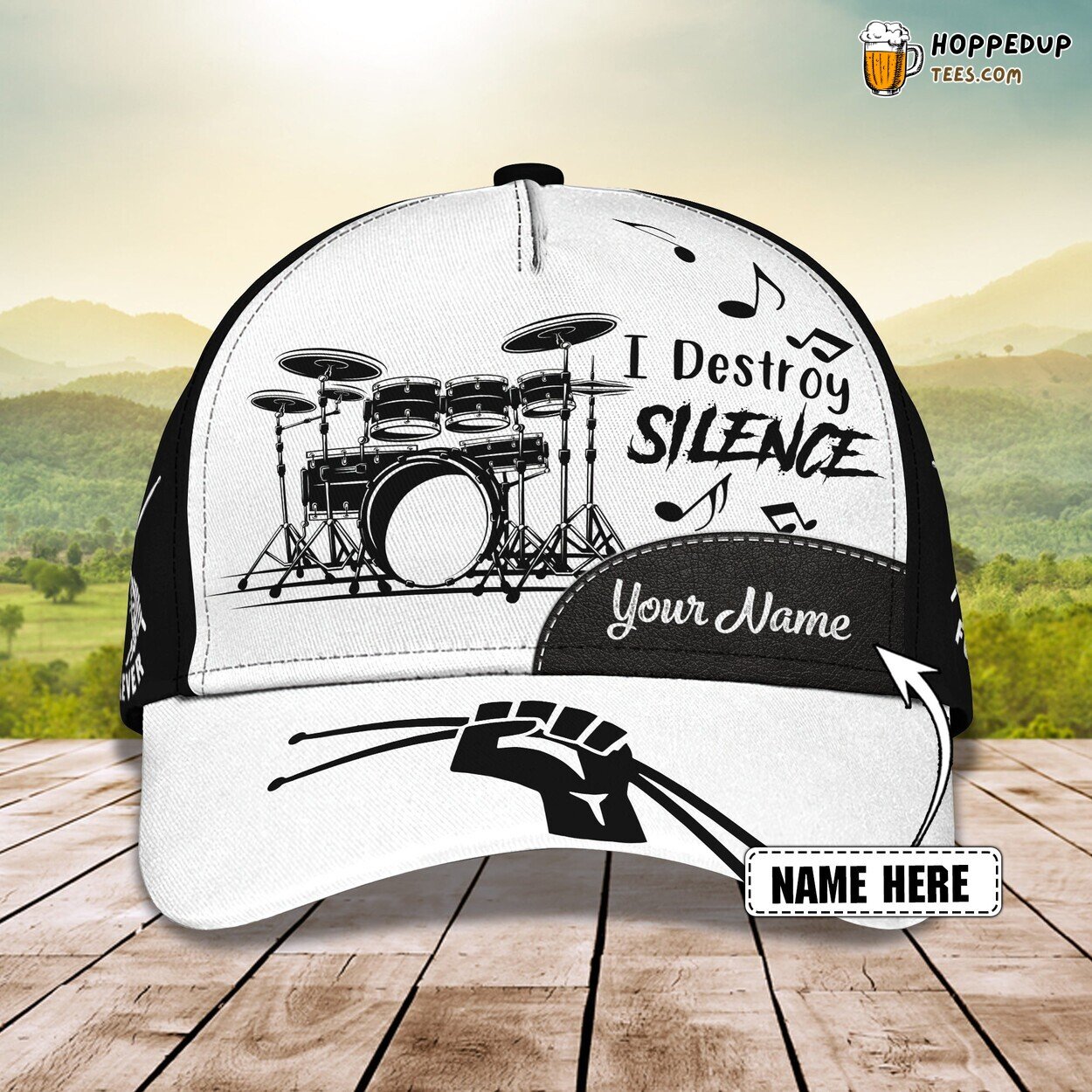 3D Classic Destroy Silence Drum Cap Personalized Name Stylish Unique Design Trend