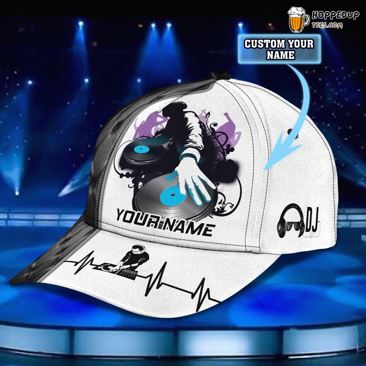 3D Classic DJ Cap Sound Mixer Personalized Name Unique Design Hat Wear