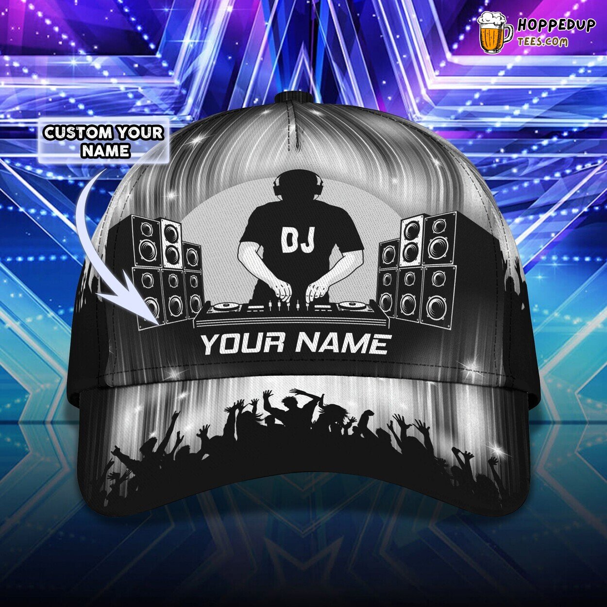 3D Classic DJ Music Lover Cap Personalized Name Unique Design Hat Enthusiast