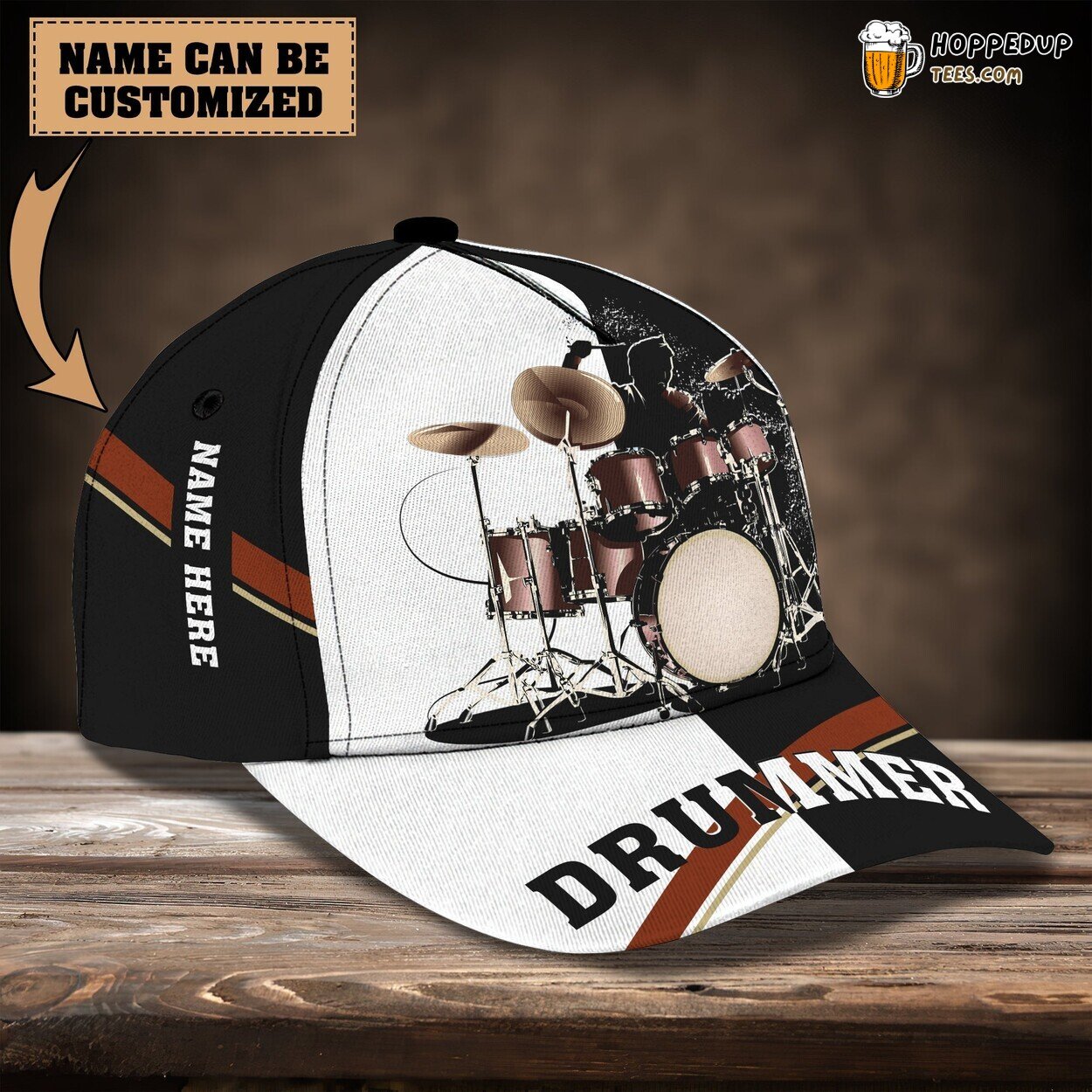 3D Classic Drum Design Cap Customized Personalized Name Signature Edition