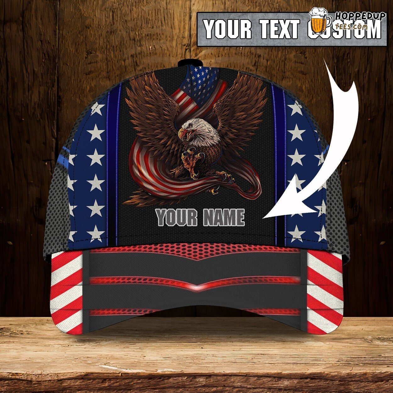 3D Classic Eagle Cap Personalized Name Unique Design Bird Enthusiast Hat Wear