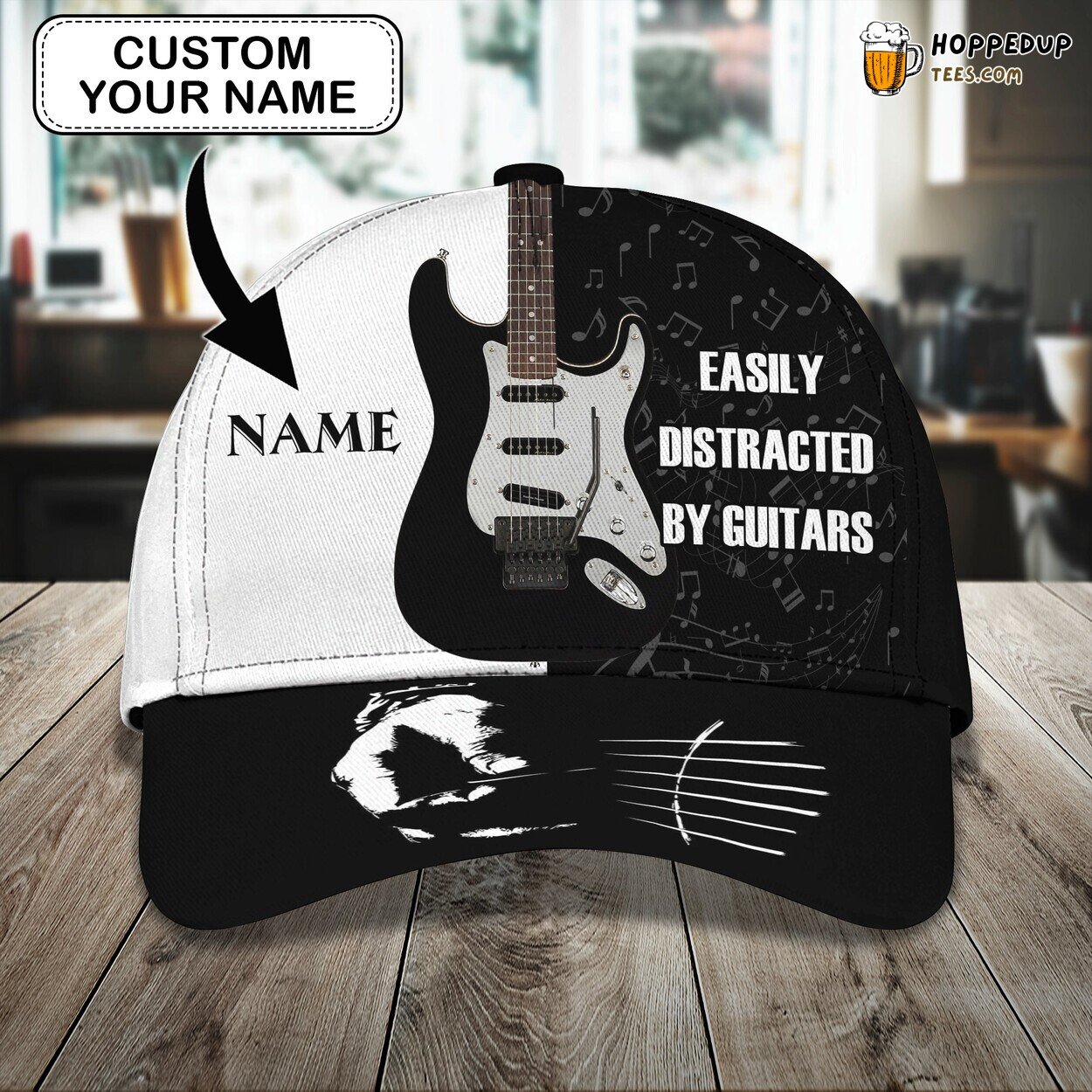 3D Classic Electric Guitar Cap Personalized Name Unique Stylish Best Design Fit