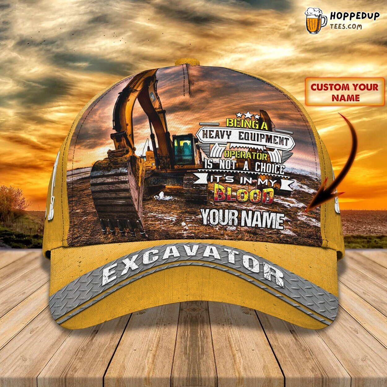 3D Classic Excavator Design Cap Personalized Name Unique Stylish Trend Model