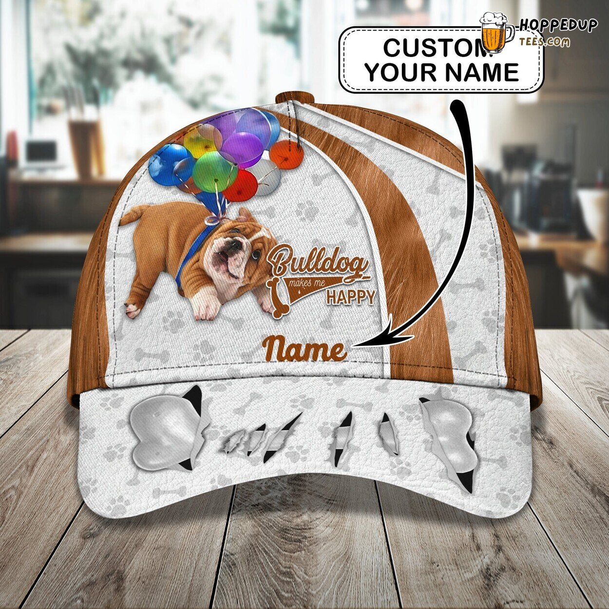 3D Classic Flying Bulldog Theme Cap Personalized Name Stylish Unique Design Model