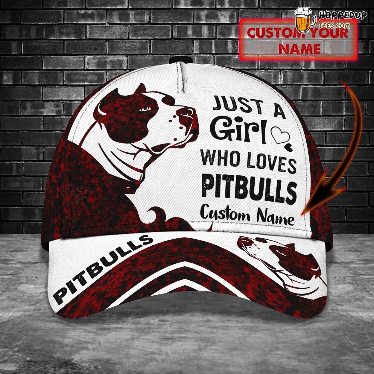 3D Classic Girl Who Loves Pitbull Personalized Name Unique Stylish Cap Design