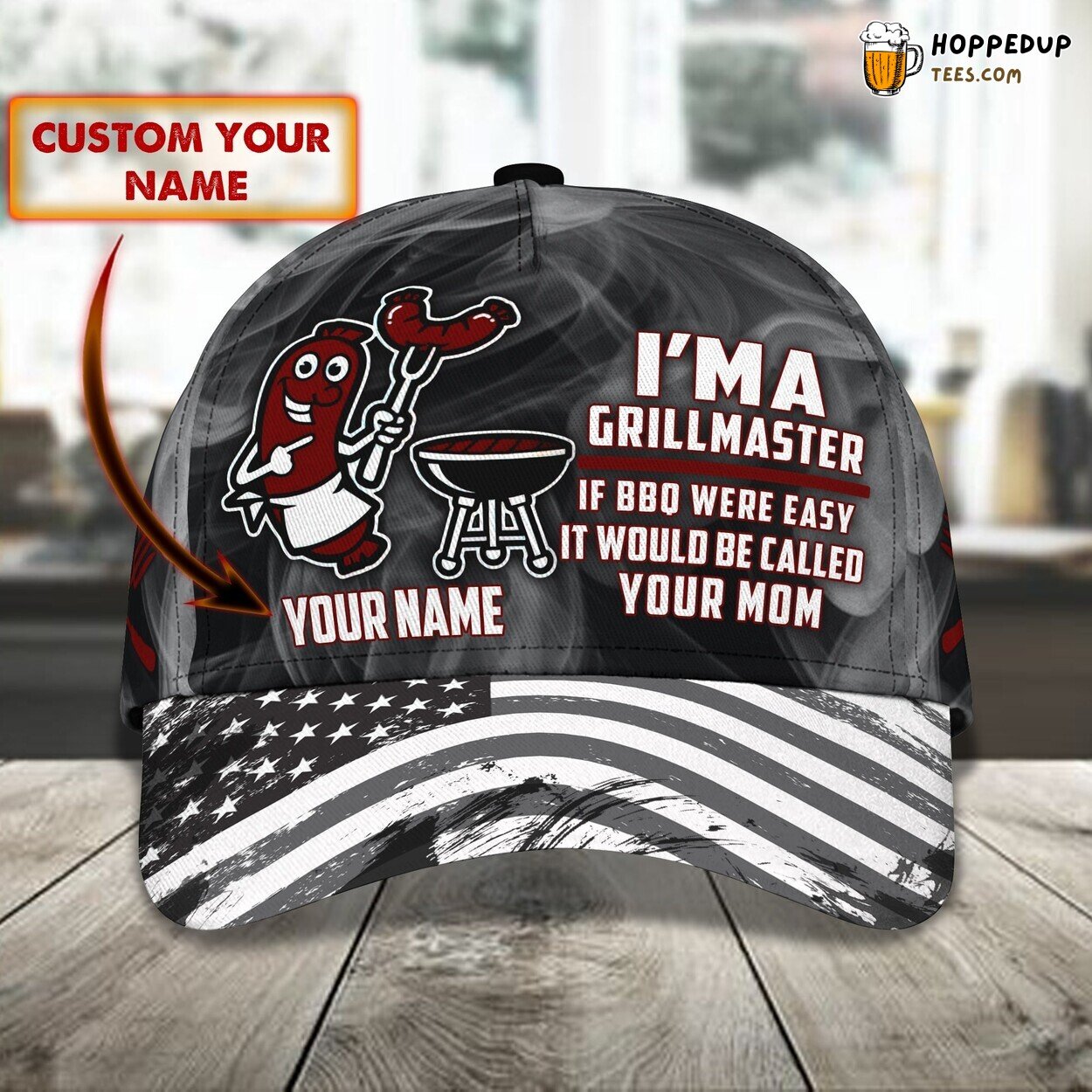 3D Classic Grill Meat Connoisseur Cap Personalized Name Unique Stylish Design Trend