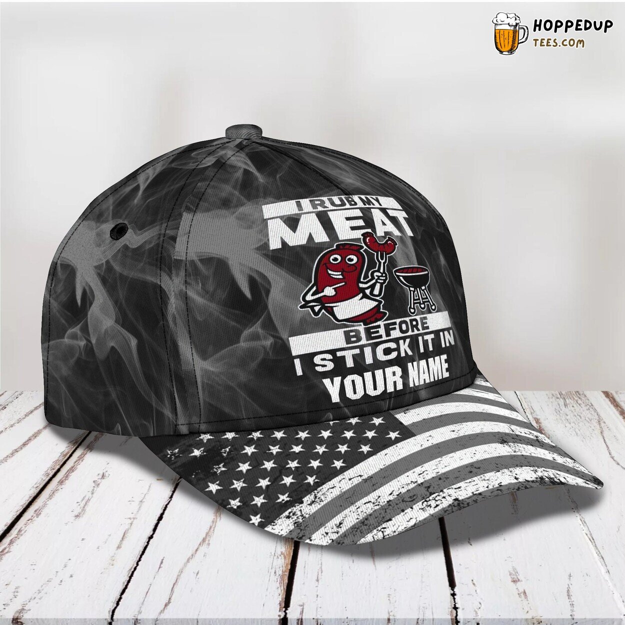 3D Classic Grill Meat Enthusiast Cap Personalized Name Stylish Unique Design Model
