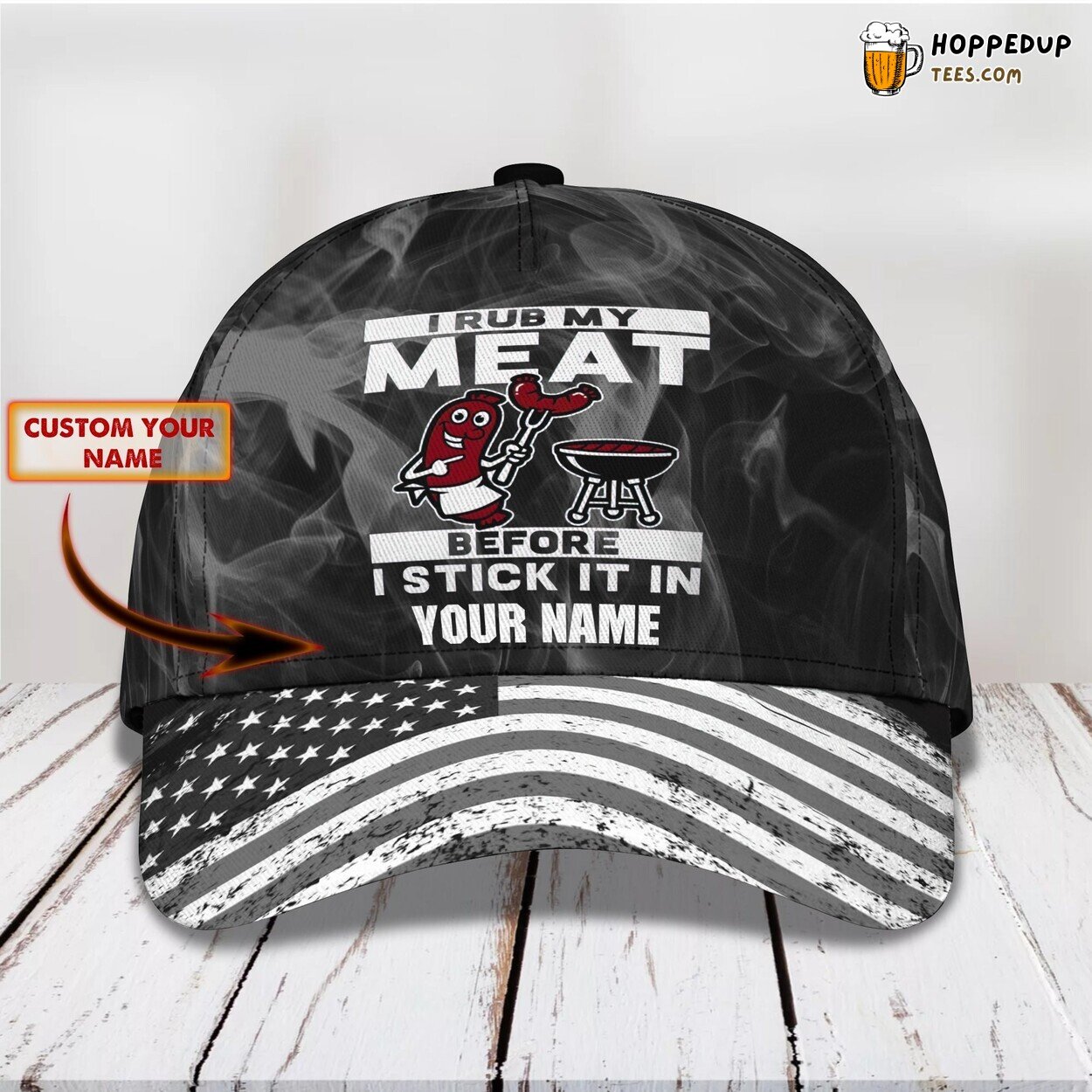 3D Classic Grill Meat Enthusiast Cap Personalized Name Stylish Unique Design Model