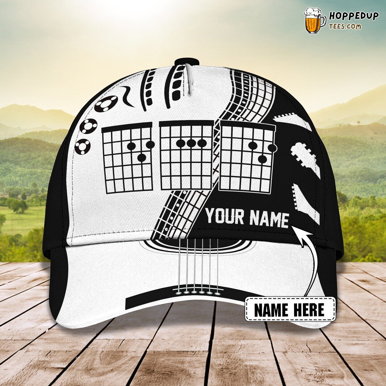 3D Classic Guitar Theme Cap Personalized Name Stylish Unique Best Design Trend