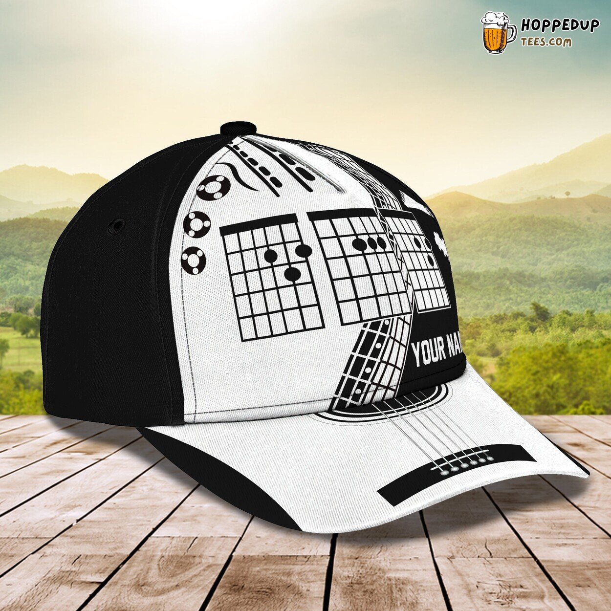 3D Classic Guitar Theme Cap Personalized Name Stylish Unique Best Design Trend