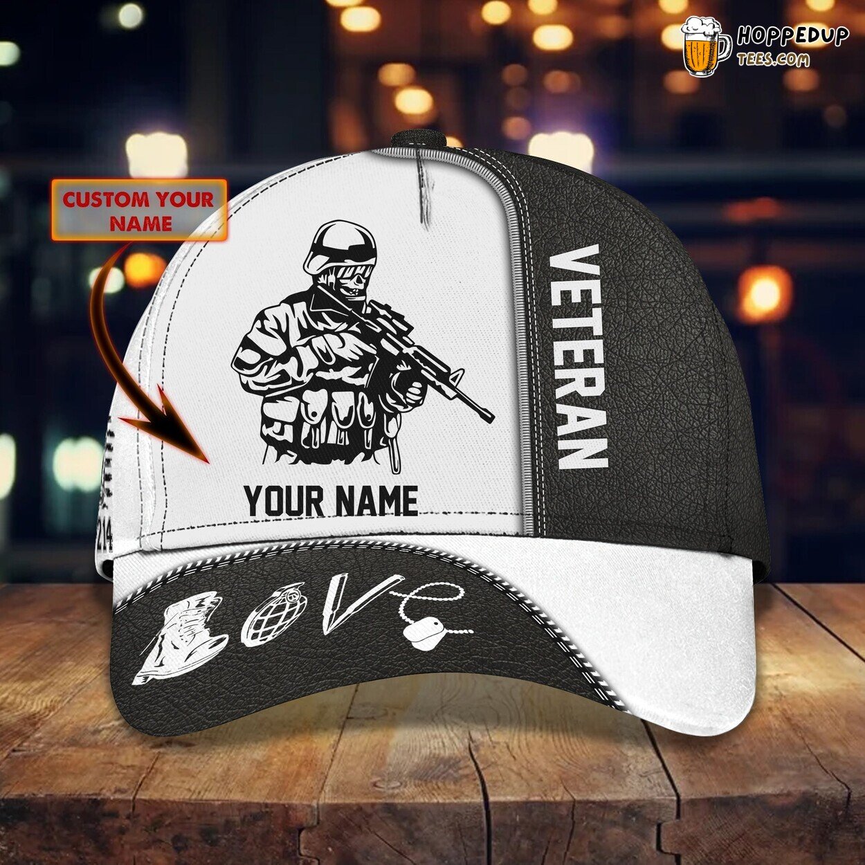 3D Classic Honoring Veterans Cap Personalized Name Stylish Unique Design Quality