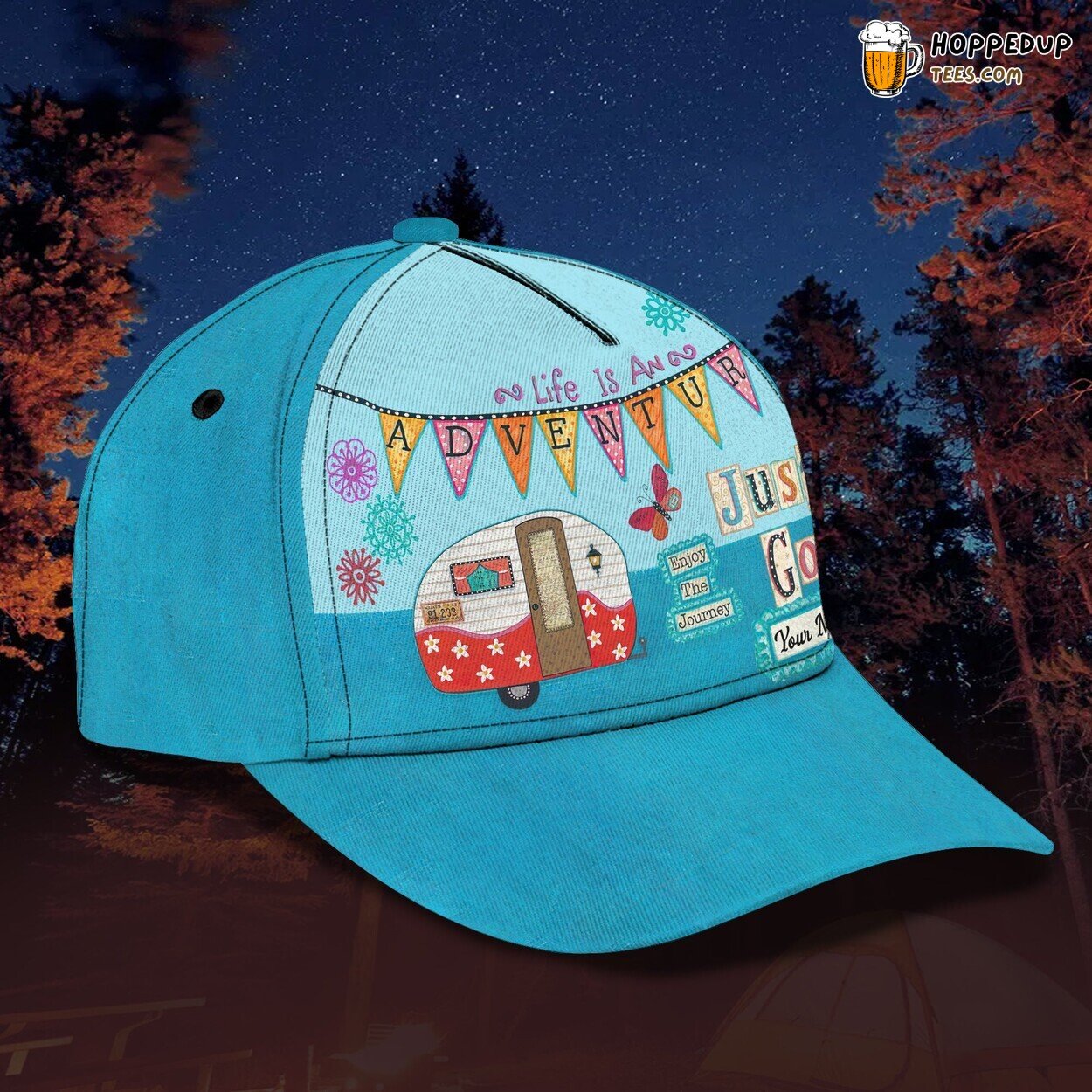 3D Classic Just Go Camping Cap Personalized Name Unique Premium Quality Design