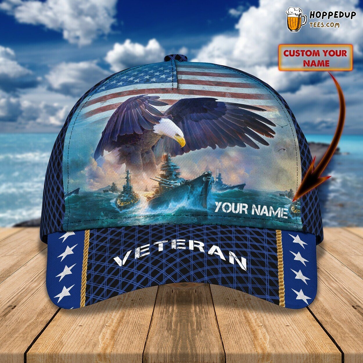 3D Classic Navy Veteran Cap Personalized Name Service Pride Hat Wear