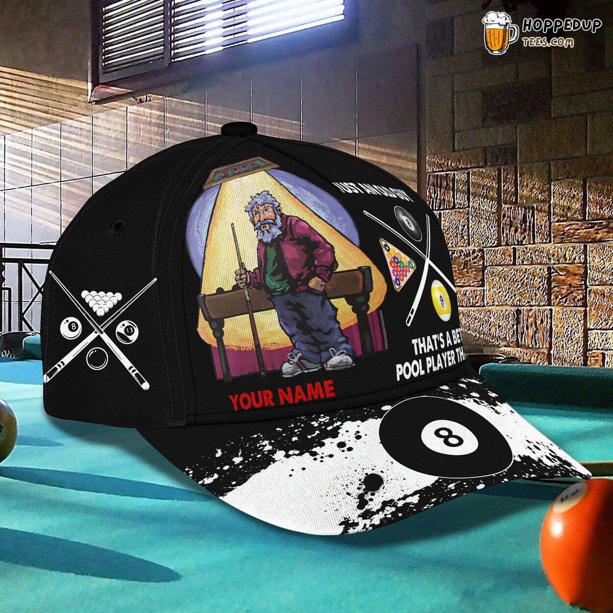 3D Classic Old Guy Better Pool Player Name Unique Stylish Design Model