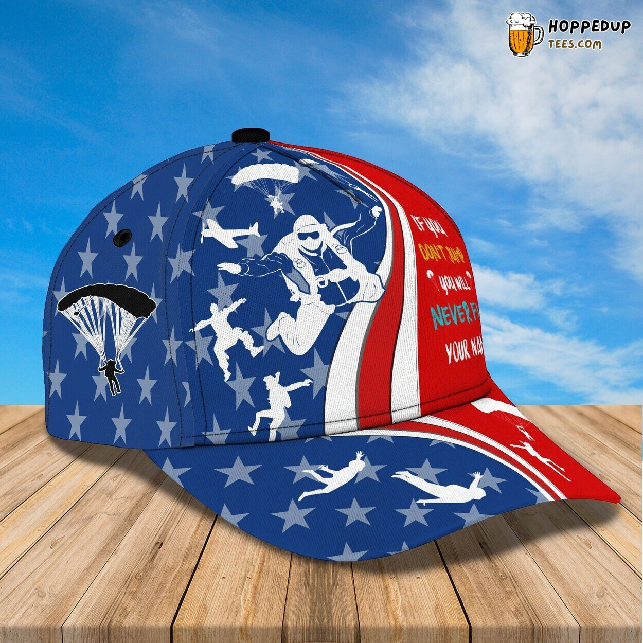3D Classic Parachute Jump Passion Cap Personalized Name Stylish Unique Design Trend 3D Classic Parachute Jump Passion Cap Personalized Name Stylish Unique Design Trend
