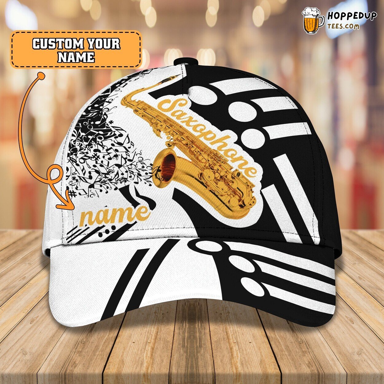 3D Classic Personalized Name Cap Celebrating Saxophone Melodies