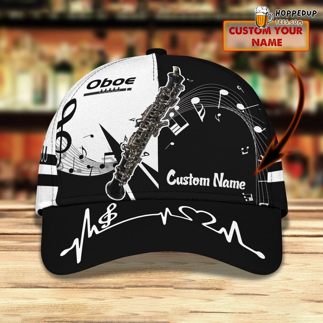 3D Classic Personalized Name Cap Celebrating the Oboe Instrument